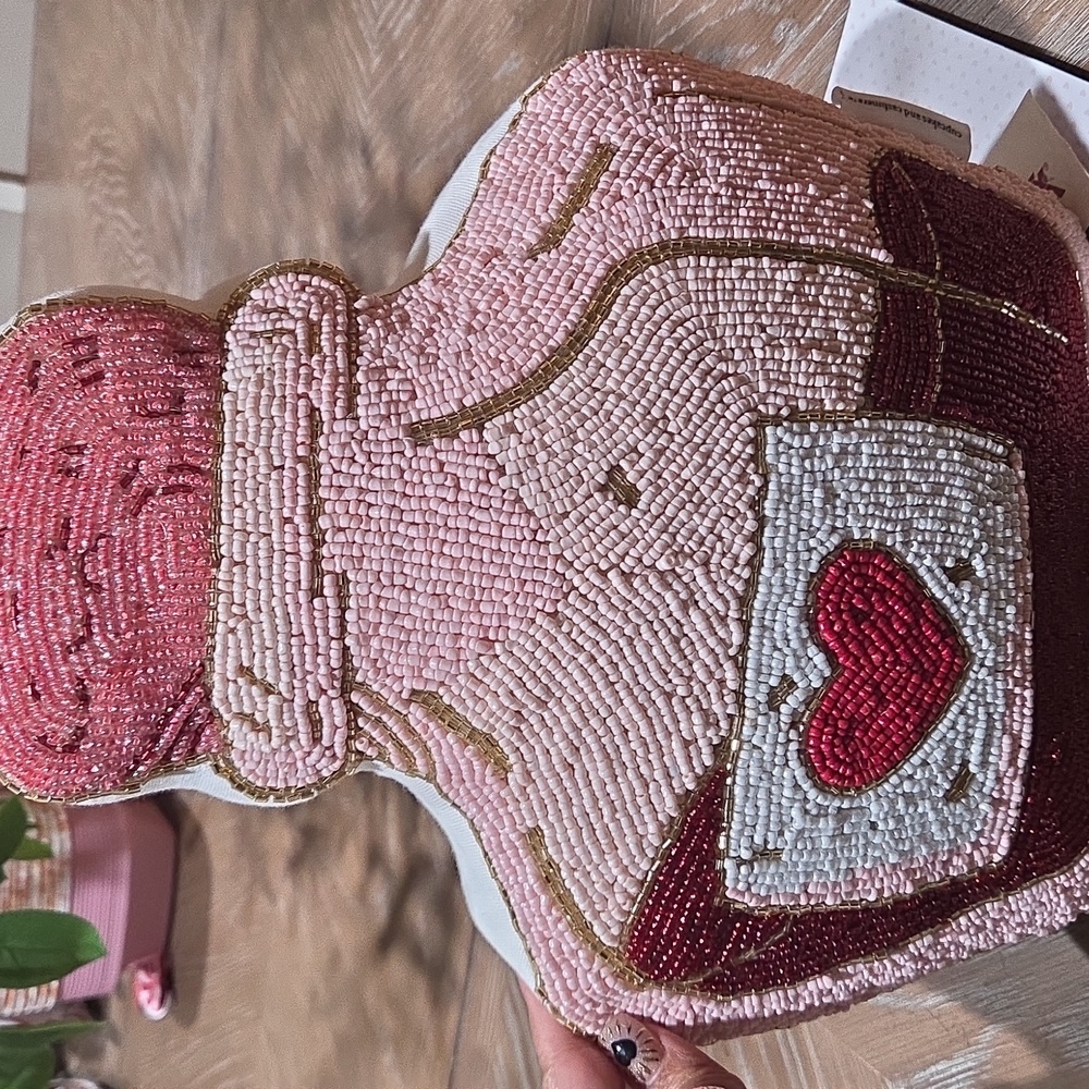 Cupcakes and Cashmere Beaded Heart Pillow - Picture 2 of 3